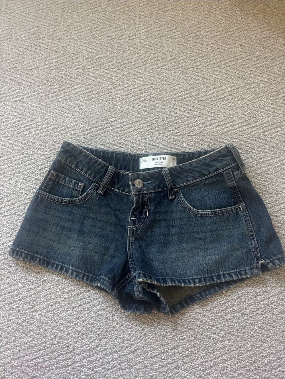 Hollister Navy Blue Denim Low Rise Shorts